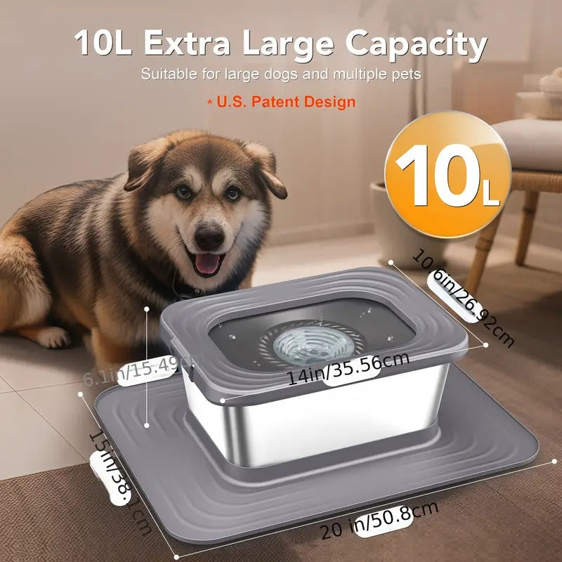 Dog Stainless Steel Water Bowl with Mat-3