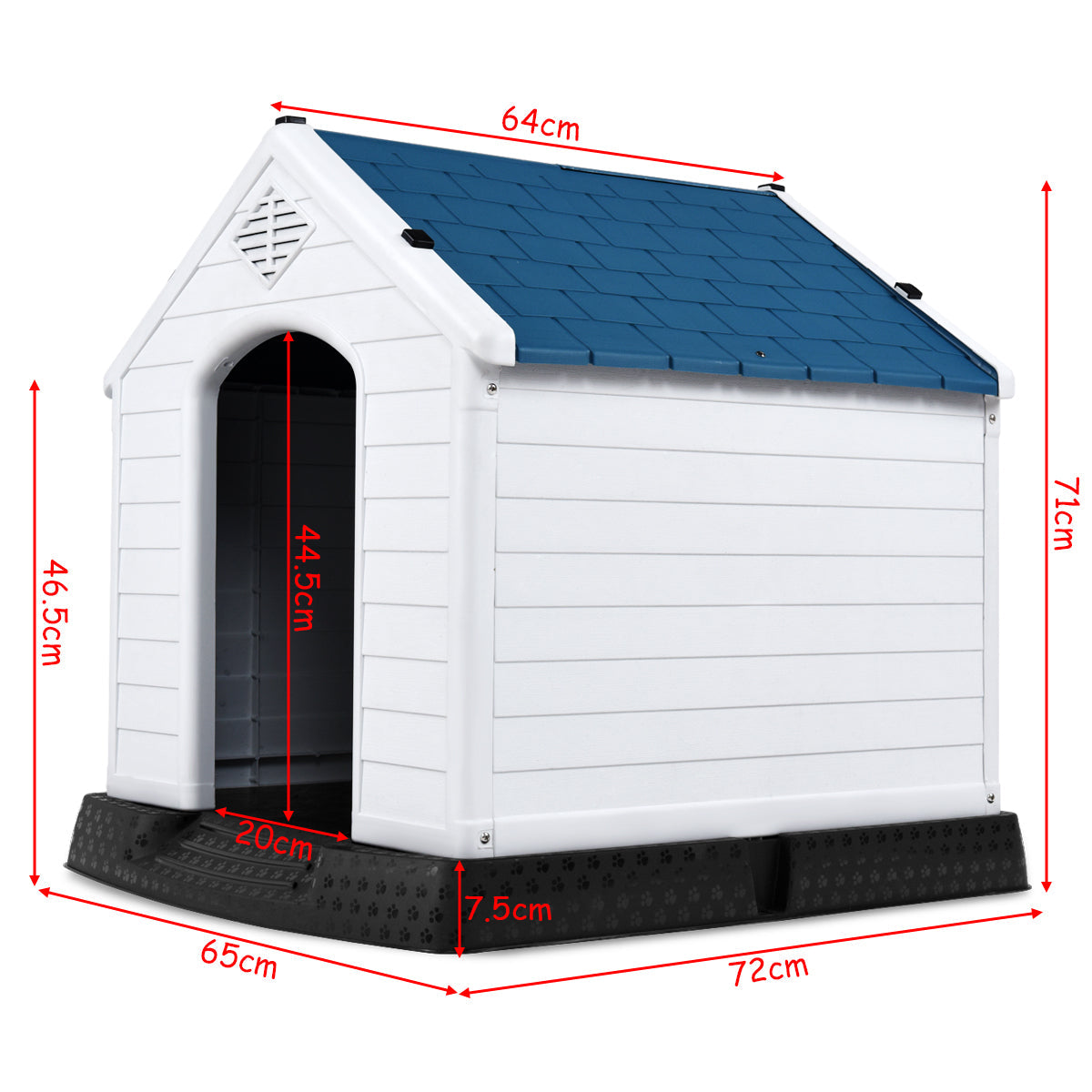 NNECW Dog House with Raised Floor and Fastening Device-65x72x71cm-3